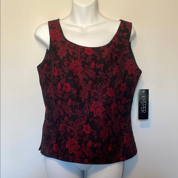 NWT Kasper sz 8 red and black top - Picture 1 of 6
